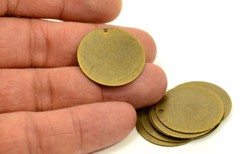 50 Pcs. Antique Brass 25 mm Round 1 Hole Stamping Disc AB760 image 2