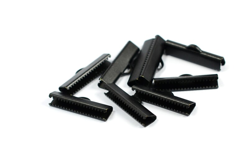 Ribbon Crimps End Finished Connectors Black Matte 1 100 Pcs 25 mm