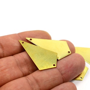 10 Pcs. Raw Brass 0.8x20x37 mm Geometric Quadrilateral Shape , Necktie Shape Brass Connectors 2 Hole Tag  H0508
