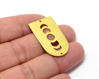 Brass D Shape Charms , Brass  D Charms With 2 Holes  , 0.8x20x35 mm ,  Brass Pendants , Brass Connectors MFN