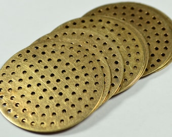 10 Pieces Antique Bronze 35 mm Perforated Disk Findings   AB60