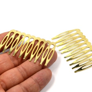 Gold Plated Hair Comb  Findings , 5 Pcs. Hair  Comb  Findings  , (36x59  mm ) , Jewelry Supplies , Connectors    G187