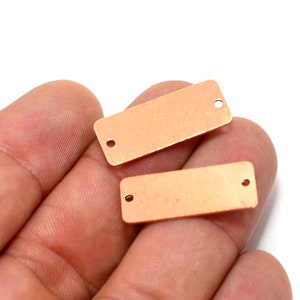 Raw Copper  Rectangular Blanks  ,0.8x10x25 mm Personalized 2 Hole Bar Blanks  , Jewelry Supplies  MC101