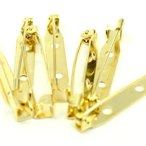 24 Pieces Gold Brooch Pin Back 32 mm Safety Pin Findings