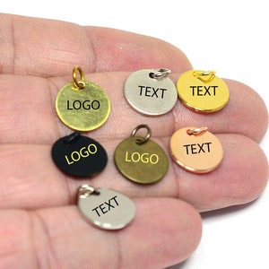 Custom Tag Laser Engraved Jewelry Charms  ,Personalized  Logo Charms , 0.8x12  mm Round  Charms  , Jewelry Tag    L72
