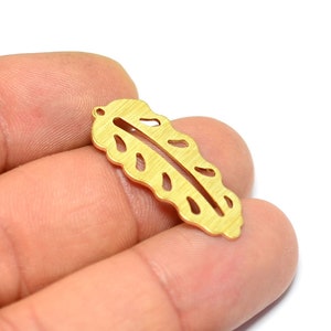 Brass  Textured Leaf Charms  , Raw Brass Leaf Findings  ,0.8x13x30 mm , Brass Findings  MT247