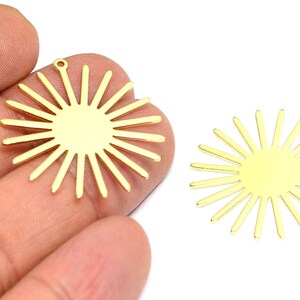 Raw Brass Sun Charms , Brass Sun Earring Charms  , 0.8x30 mm ,Connectors ,  Jewelry Supplies MF325