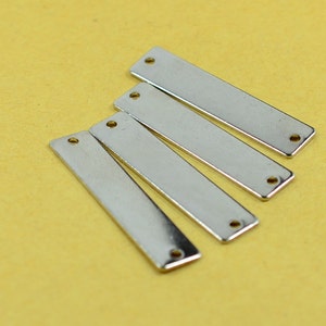 10 Pcs. Silver Tone  8x35 mm (5/16&quot; x 1 13/32&quot; ) Rectangular 2 Hole 0.8 mm Thick (22 Gauge ) Stamping Blanks 2 Hole   S150