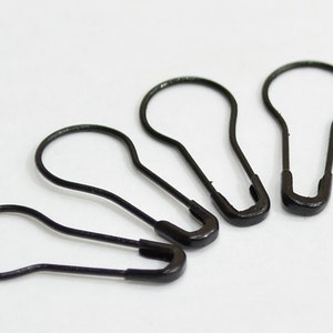100 Pieces Black Color 21.5x 9 mm Pear Form Safety Pins