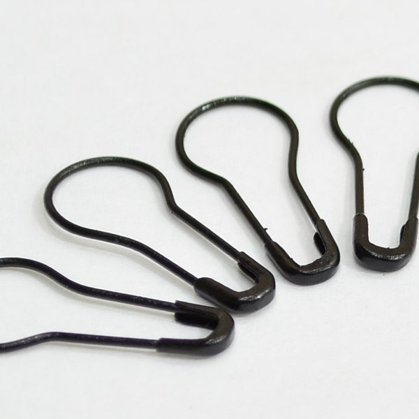 100 Pièces Couleur Noire 21.5x 9 mm Pear Form Safety Pins