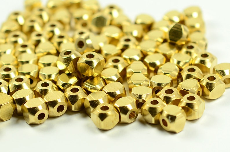 100 Pieces Raw Brass 5x5 mm Square Cube Industrial Bead