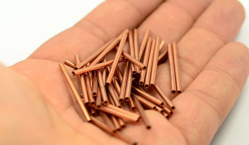 25 Pcs. Raw Copper 2x30 mm Tube Spacers İnside Diameter 1.1 mm MC192 image 2