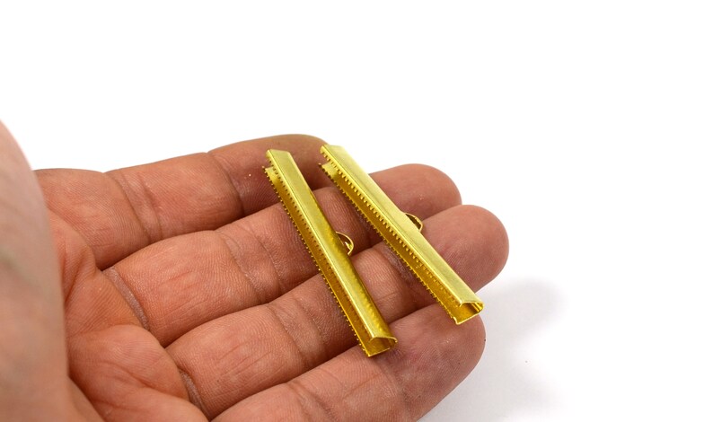 6x50 mm Ribbon Crimps End Connectors Jewelry Supplies Raw Brass Ribbon Crimps