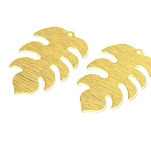 Brass  Textured Leaf Charms  , Raw Brass Leaf Findings  ,0.8x19x30 mm , Brass Findings  MT243