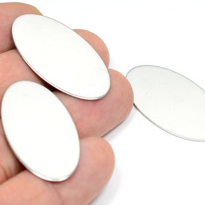 Stainless Steel  Oval  Blanks , Steel Oval Blanks  Without Hole  , 0.7x19x35 mm , Findings  MS8