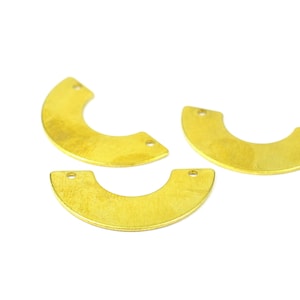 20 Pcs. Raw Brass 8x30 mm Crescent 2 Hole Findings Charms ,25 Gauge 0.50 mm Thickness