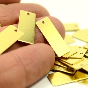 50 Pieces Raw Brass 8x20 mm Rectangular 1 Hole Stamping Tag Findings H0397 image 2