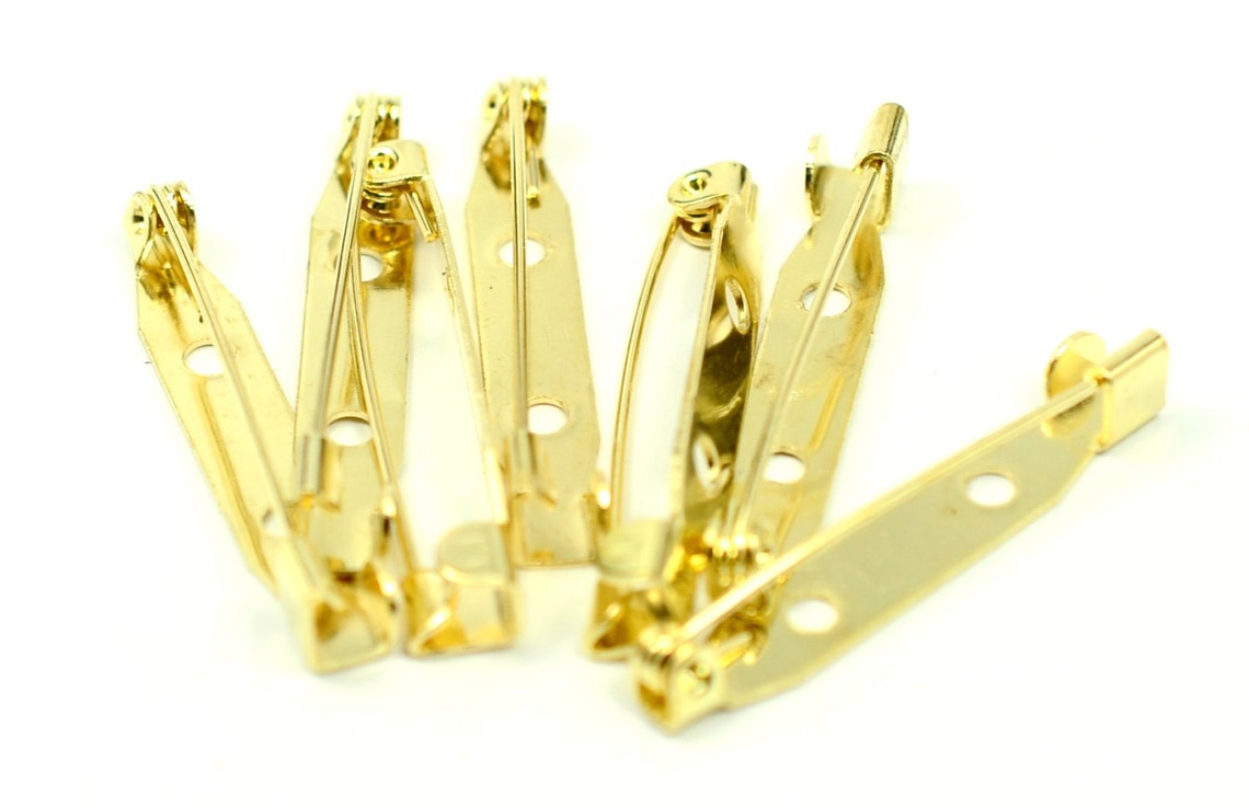 100 Pieces Gold Color Brooch Pin Back 32 Mm Safety Pin - Etsy