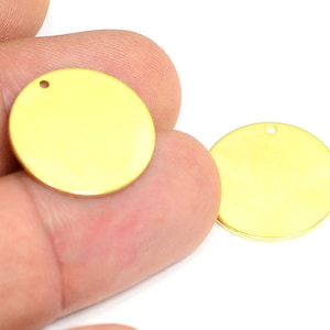 Brass Round Disc, Raw Brass Personalized Tag With 1  Hole  , 0.8x18 mm , Findings   MF434