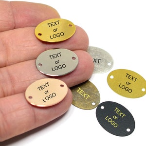 Custom Clothing Metal Tag , Custom Laser Engraved Tag With 2 Holes  , Bag Metal Label , Custom Clothing Labels ,16x22  mm , L92
