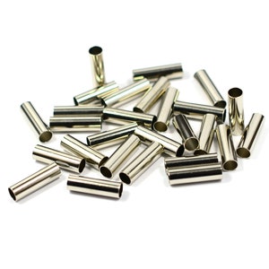 200 Pcs Silver Tone  4x13 mm Metal Tube Beads , Findings,Cylinder Tube