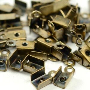 100 Pcs Antique Brass 10 x 5 mm (0,39 inch x 0,20 inch ) Crimp Head Finished Connectors   AB95
