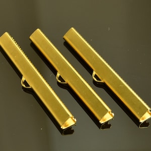 Ribbon Crimps , Silver Tone Ribbon Crimp End , Clips Clasp , 6x50 mm , Connector , Findings , 10 Pieces