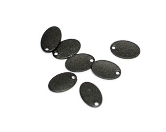 Black Oval Charms Findings  , 0.8x7x11  mm   Black Painted Oval 1 Hole Charms , Charms    BL135