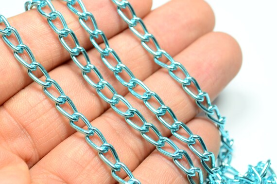 16 Feet 5 Meters Open Saxe Blue Chain 4 X 7 Mm Circle Etsy