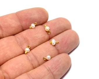 Tiny Water Pearl Charms , 4x7 mm Polished Gold 1 Loop Pearl , Necklace Charms , Earring Pearl  G265