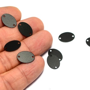 Black Oval Tag , 0.5x10x14 mm Oval Painted 2 Hole Tag Charms  , Black Findings   BL148