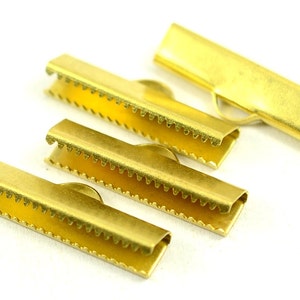 100 Pcs Raw Brass  6x25 mm   ( 0,75 inch ) Ribbon Crimps