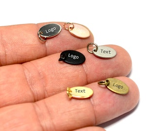 Custom Tag Laser Engraved Jewelry Charms  , Brand Logo Charms , 0.8x7x11 mm Oval Charms  , Jewelry Tag    LSR13