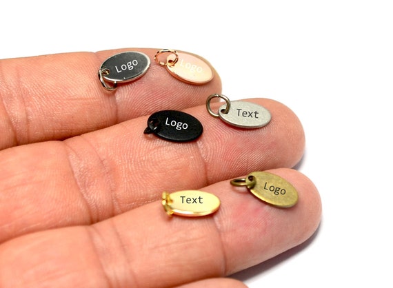 Custom Tag Laser Engraved Jewelry Charms , Brand Logo Charms , 0.8x5x12 Mm  Oval Charms , Jewelry Tag L4 