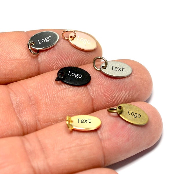 Custom Tag Laser Engraved Jewelry Charms  , Brand Logo Charms , 0.8x7x11 mm Oval Charms  , Jewelry Tag    LSR13