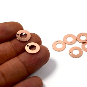 Raw Copper Circle  Charms  , 25 Pcs. Raw Copper  Round  Circle  1 Hole Charms , (0.8x12 mm ), Jewelry Supplies MC89