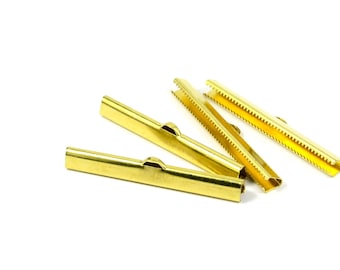 Raw Brass Ribbon Crimps , 6x50 mm Ribbon Crimps End , Connectors ,Jewelry Supplies
