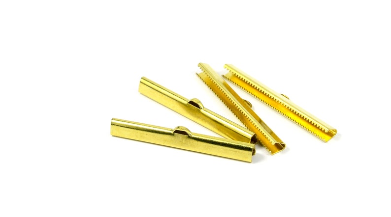 6x50 mm Ribbon Crimps End Connectors Jewelry Supplies Raw Brass Ribbon Crimps