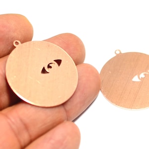 Copper Round Disc , Raw Copper Eye Round  Blank Charms , Earring Charms  , 0.8x30x33 mm , Findings   MC218