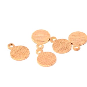 Raw Copper Textured Coin Charms  ,Raw Copper  Round  Without 1 Loop Coin, (0.8x8 mm ), Jewelry Supplies  MC122