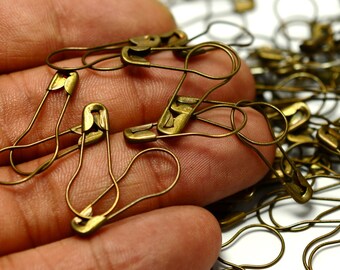 50 Pieces Antique Brass 23x9 mm Pear Safety Pin