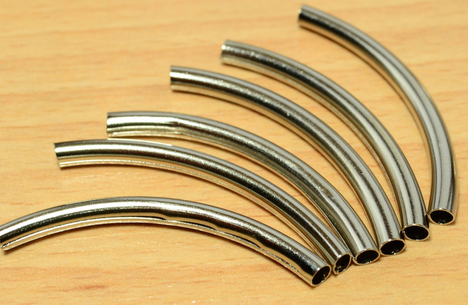 24 Pcs Silver Tone 3 x 42 mm Curved Metal Tube Etsy