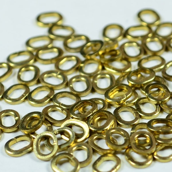 Connecteurs d'anneau de saut ovales solides en laiton brut, 250 pièces, 3.5x4.5mm