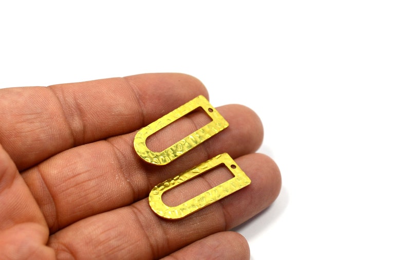 Brass Hammered D Ring Circle Charms 0.8x13x30 mm 25 Pcs.Raw Brass D Shape 1 Hole Ring Findings MT173 ,Connectors