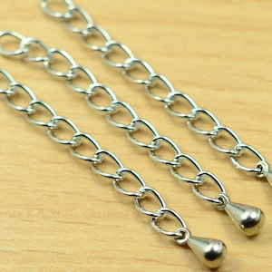 20 Pcs Silver Color 5 cm Chain Extender Bracelet Necklace Adjustable Closure
