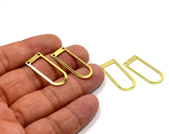 Brass D Ring Circle Charms , 10 Pcs.Raw Brass D Shape 2 Hole Ring ,(0.8x13x30 mm ) , Jewelry Supplies , Connectors , Findings  MF97