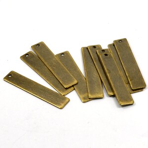 20 Gauge 10 Pcs. Antique Brass  0.8 (Thick ) x 8 x40 mm Rectangle 1 Hole Stamping Blanks Findings   AB780