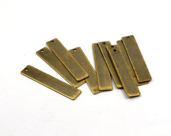 20 Gauge 10 Pcs. Antique Brass  0.8 (Thick ) x 8 x40 mm Rectangle 1 Hole Stamping Blanks Findings   AB780