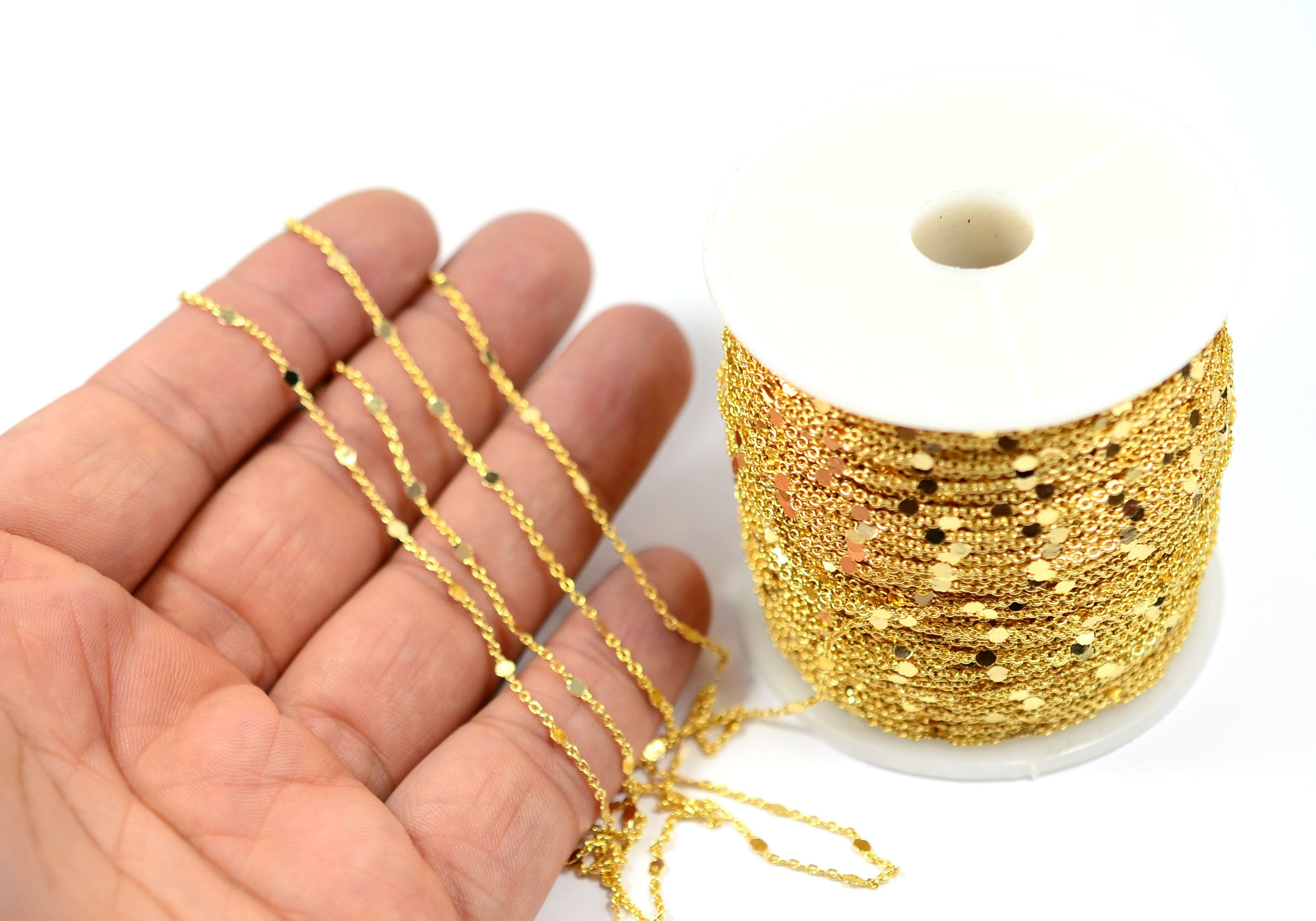 Gold Plated Dainty Chain , 1.5x2 mm Soldered Tiny Chain  ,Necklace Chain , Jewelry Supplies