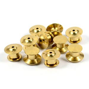 10 Pcs. Raw Brass Lapel Locking Pin Back Clutch 1 Hole Pins